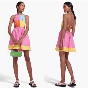 NWT STAUD Eliana colorblock Mini Dress
